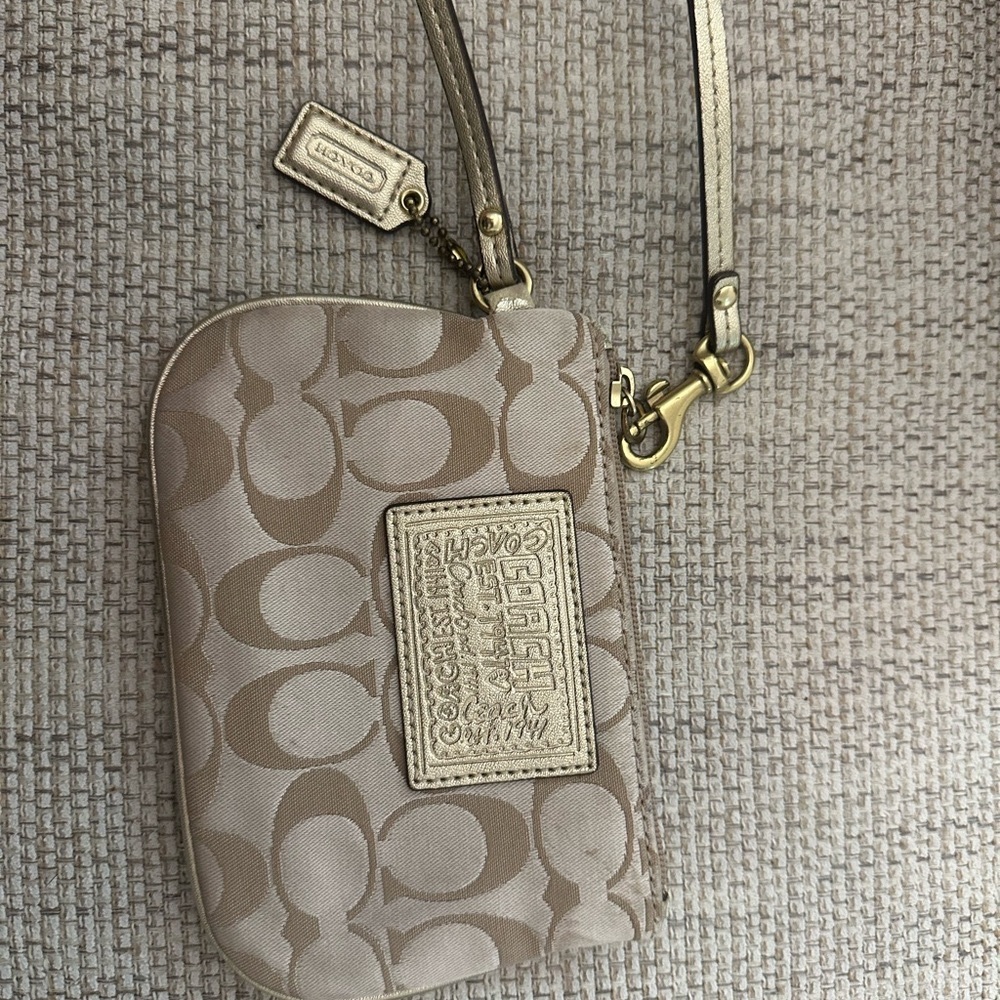 Coach Tan Signature Wristlet